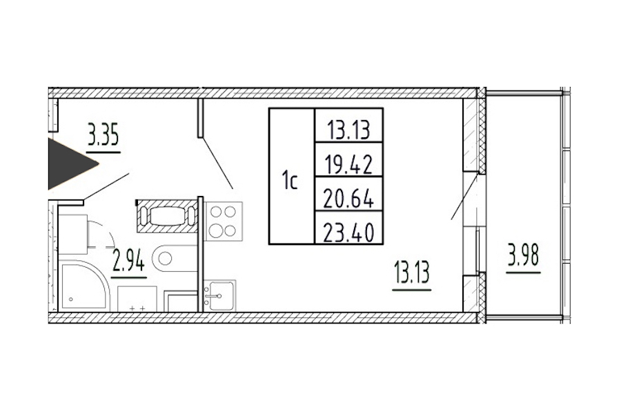 Квартира студия 19.42 м², 3/13 эт., ЖК «Полис Приморский 2»